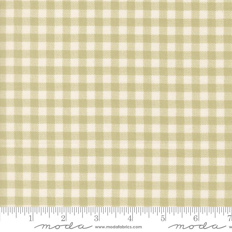 Handmade Sweetness QC Gingham Pear - Quilt Fabric, zoomed in. Select this picture to zoom back out.