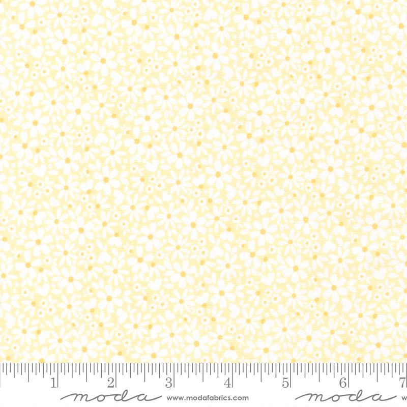 Dear Daisy Petite Flower Buttercup - Quilt Fabric, zoomed in. Select this picture to zoom back out.