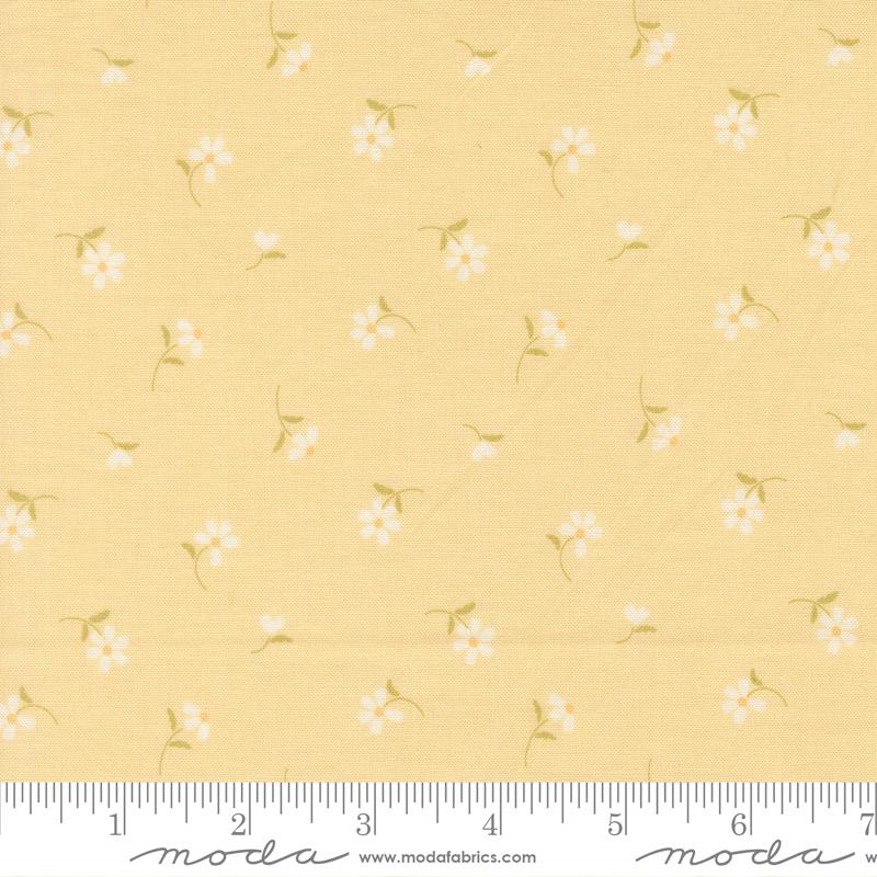 Dear Daisy Blossoms Buttercup - Quilt Fabric, zoomed in. Select this picture to zoom back out.