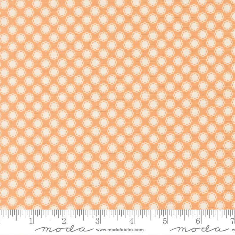Dear Daisy Doilies Peach - Quilt Fabric, zoomed in. Select this picture to zoom back out.