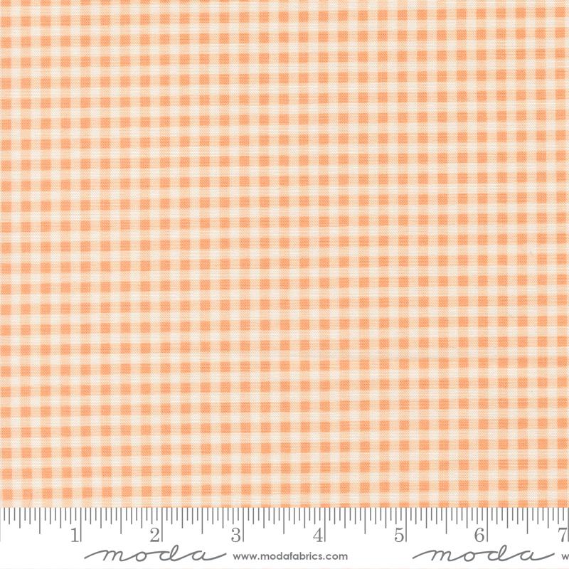 Dear Daisy Checked Peach - Quilt Fabric, zoomed in. Select this picture to zoom back out.