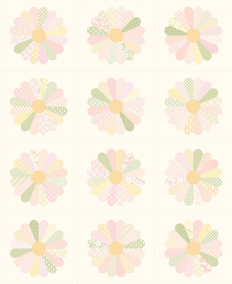 Dear Daisy Petals Panel Cloud - Quilt Fabric, zoomed in. Select this picture to zoom back out.