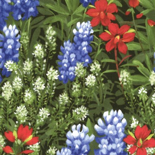 Wildflowers Basics Summer - Bluebonnets Paintbrush - Fabric