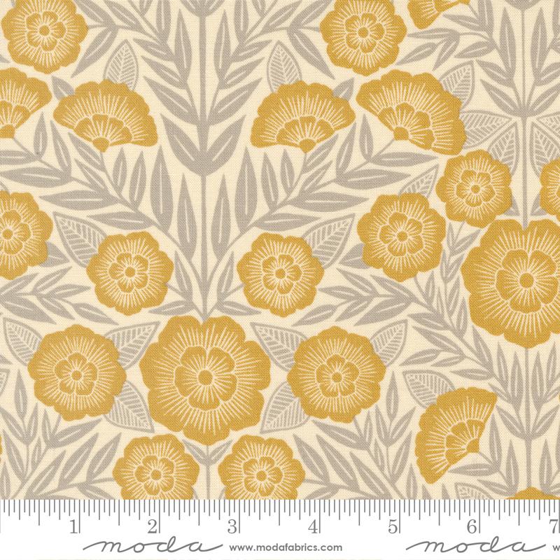 Flower Press Ecru Gold - Quilt Fabric