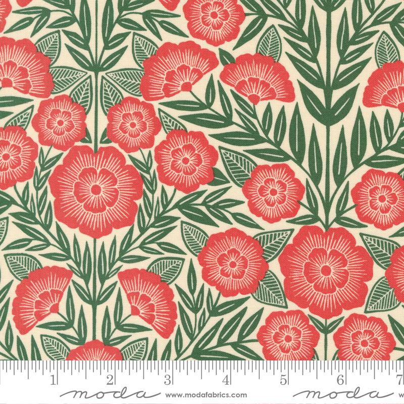 Flower Press Ecru Ginger - Quilt Fabric