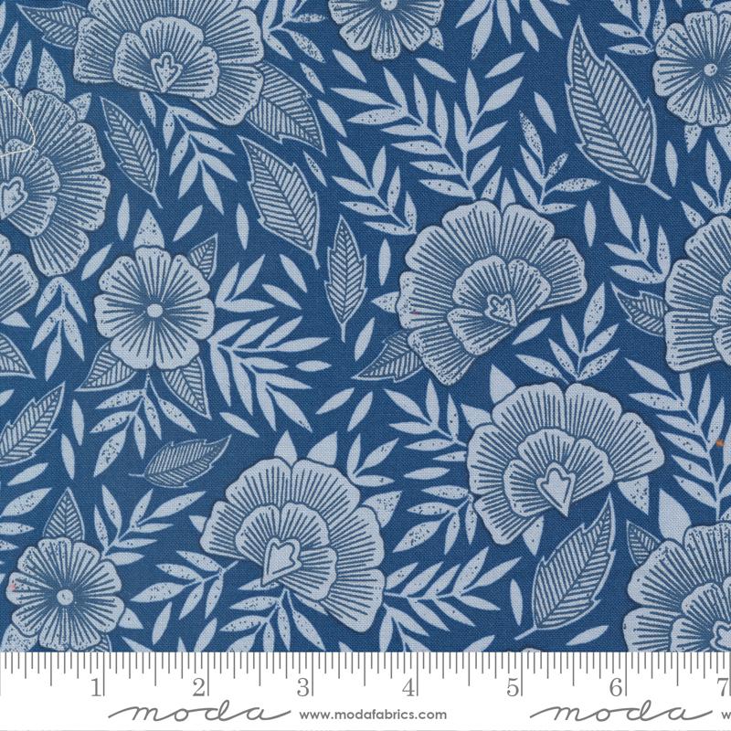 Flower Press Indigo - Quilt Fabric