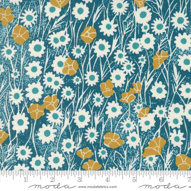 Field Of Flowers Peacock - Quilt Fabric