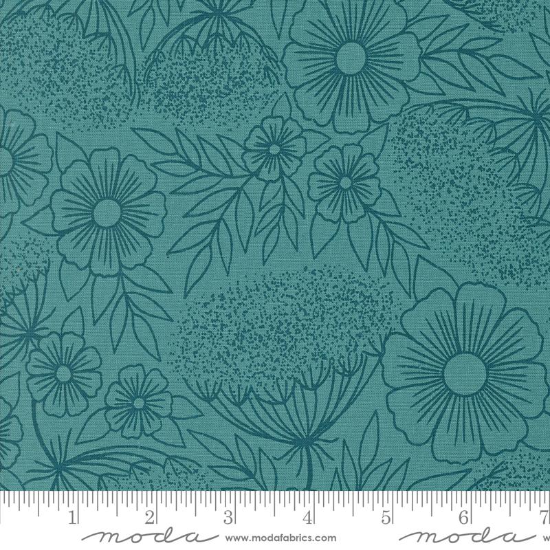 Field Of Flowers Turquoise - Quilt Fabric