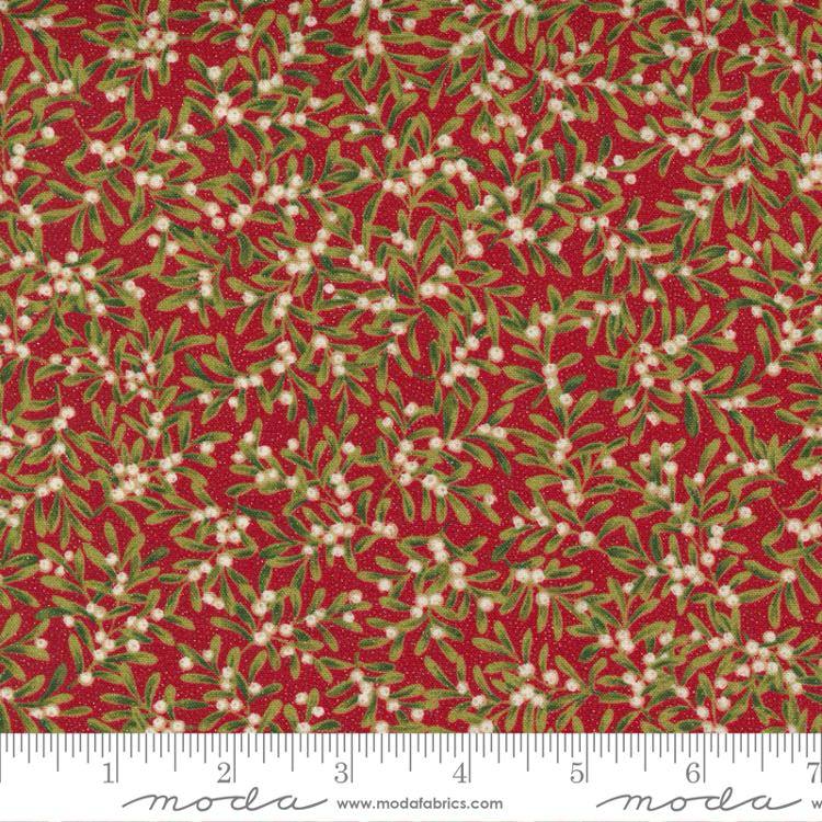 Sparkle Shine Glitter Crimson - Mistletoe Kiss - Fabric