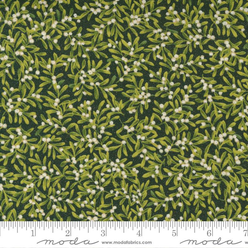 Sparkle Shine Glitter Evergreen - Mistletoe Kiss - Fabric