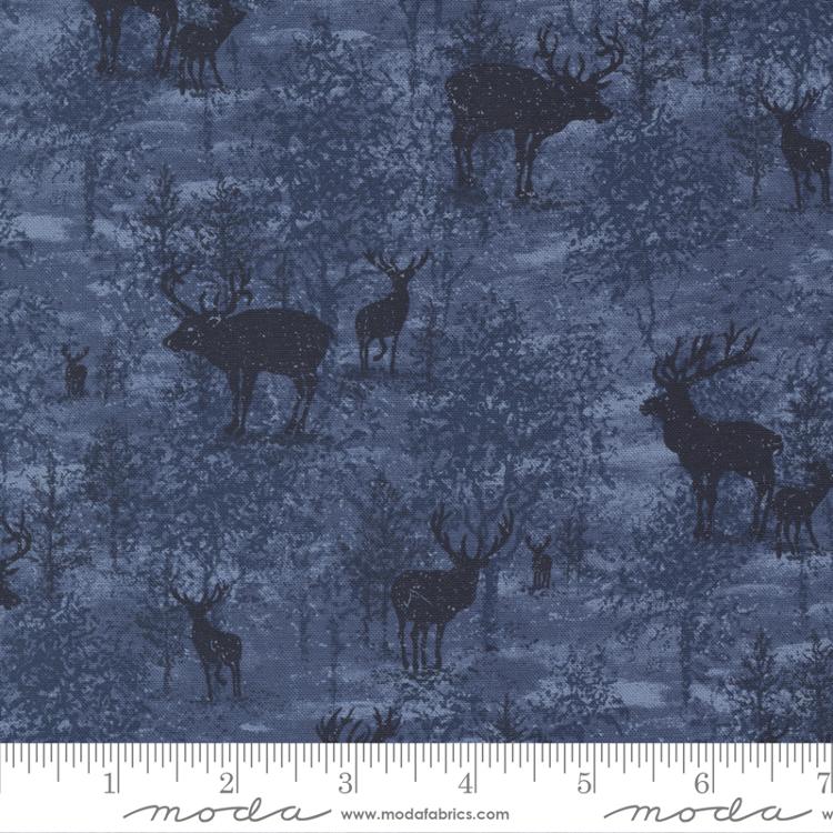 Blizzard Blues Night Sky - Reindeer Toile - Quilt Fabric