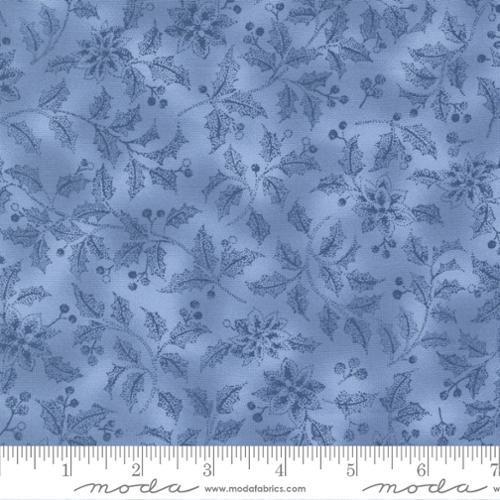 Blizzard Blues Frozen Pond - Holly Landscape - Yardage, zoomed in. Select this picture to zoom back out.