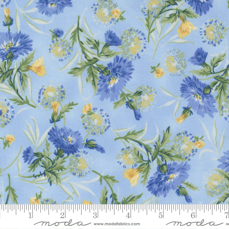 Summer Breeze Sky - Flower Patch Dandelions - Quilt Fabric
