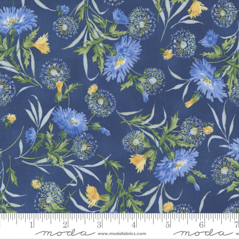 Summer Breeze Navy - Flower Patch Dandelions - Quilt Fabric