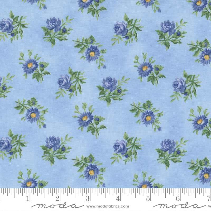 Summer Breeze Sky - Tossed Bouquets - Quilt Fabric
