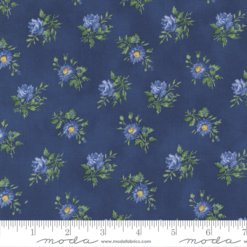 Summer Breeze Navy - Tossed Bouquets - Quilt Fabric