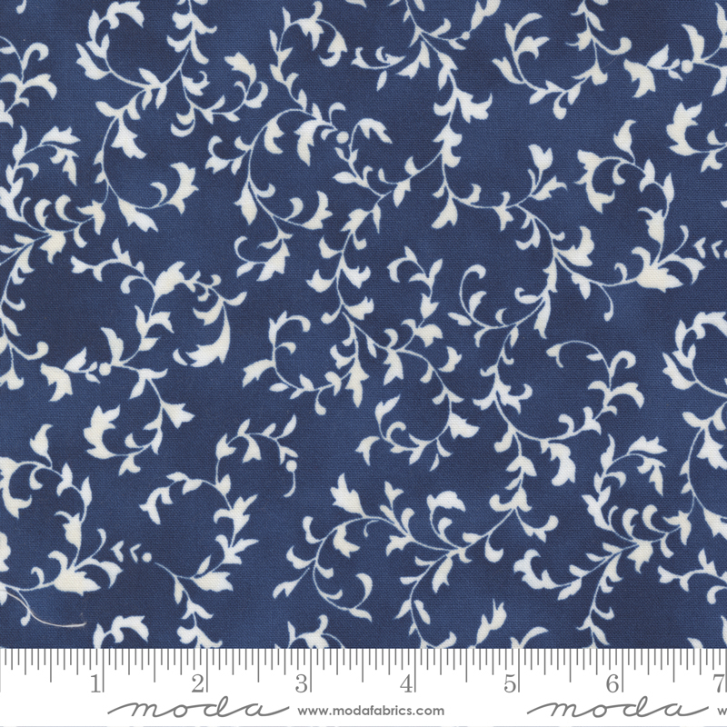 Summer Breeze Navy - Scroll Vines - Quilt Fabric