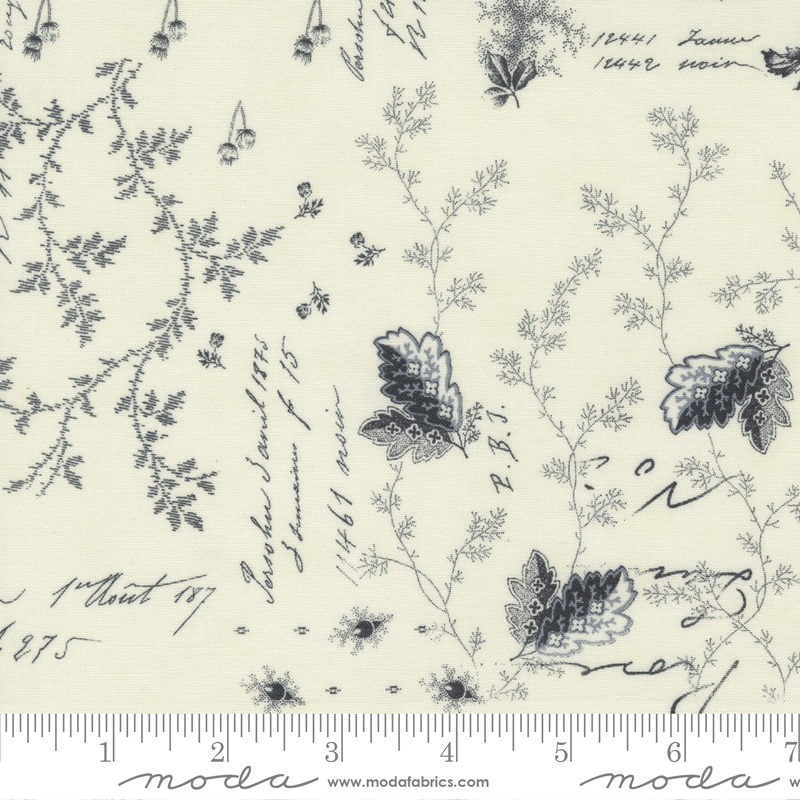 Mix It Up Porcelain Black - Collage Background - Fabric