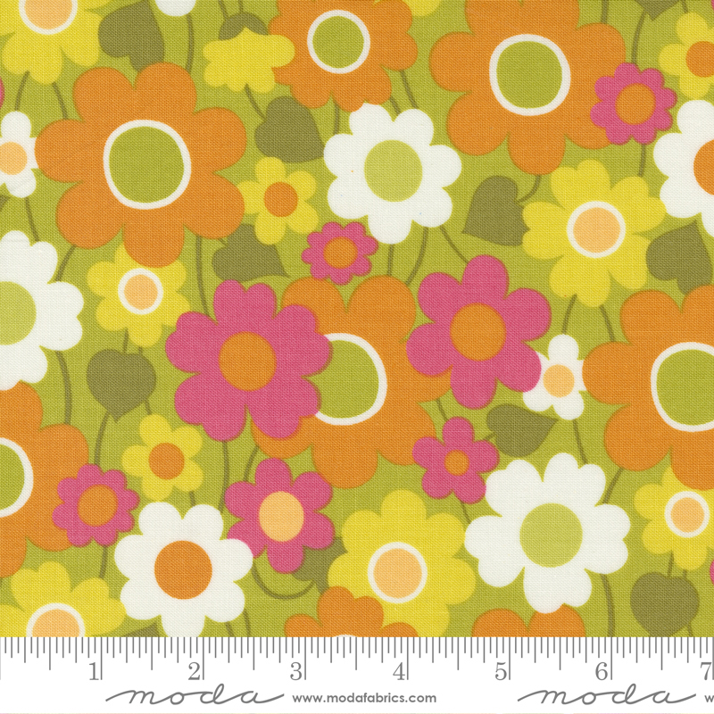 Flower Power Chartreuse - Groovy Garden Florals - Fabric