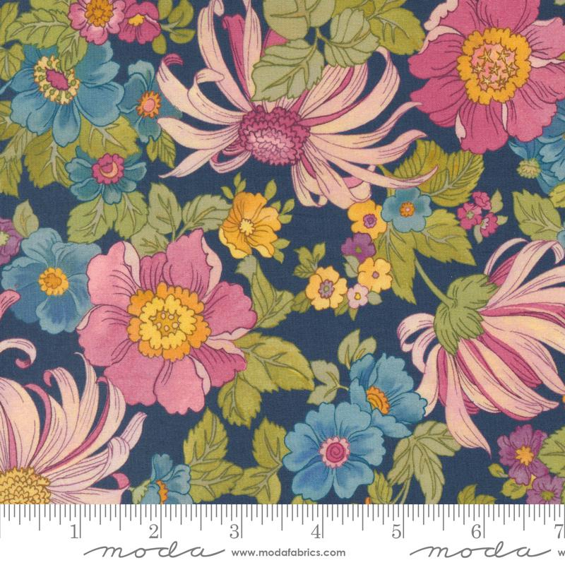 Chelsea Garden Lawns Navy - Quilt Fabric