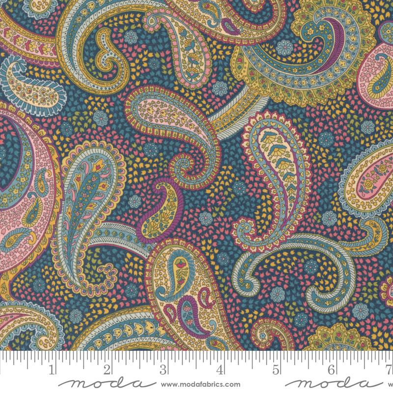 Chelsea Garden Lawns Navy Multi - Quilt Fabric