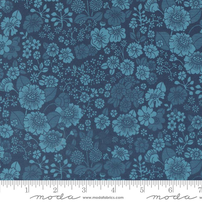 Chelsea Garden Lawns Navy - Quilt Fabric