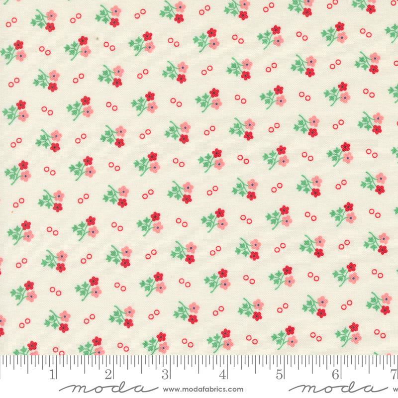 30s Playtime Eggshell Scarlet - Quilt Fabric