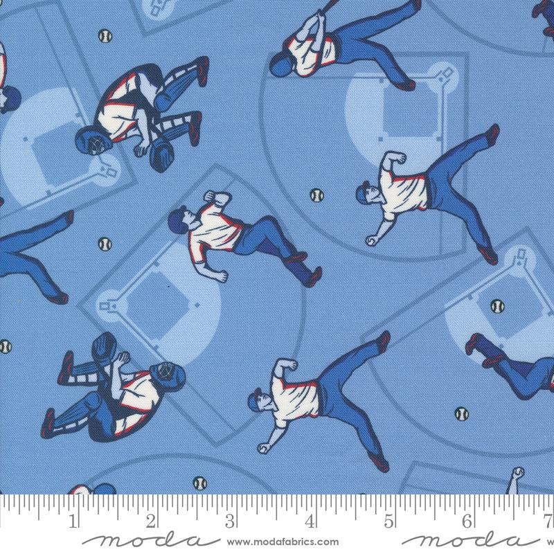 Play Ball Baseball - Sky - Quilt Fabric