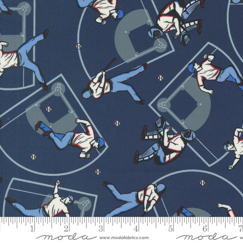 Play Ball Baseball - Navy - Quilt Fabric
