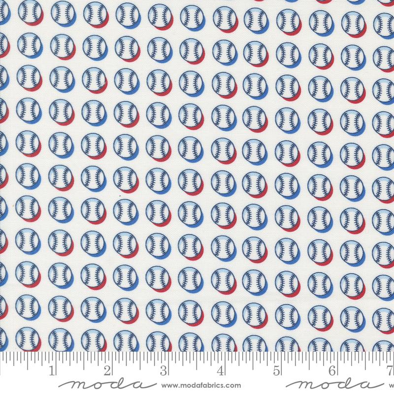 Play Ball Baseballs - Chalk - Quilt Fabric