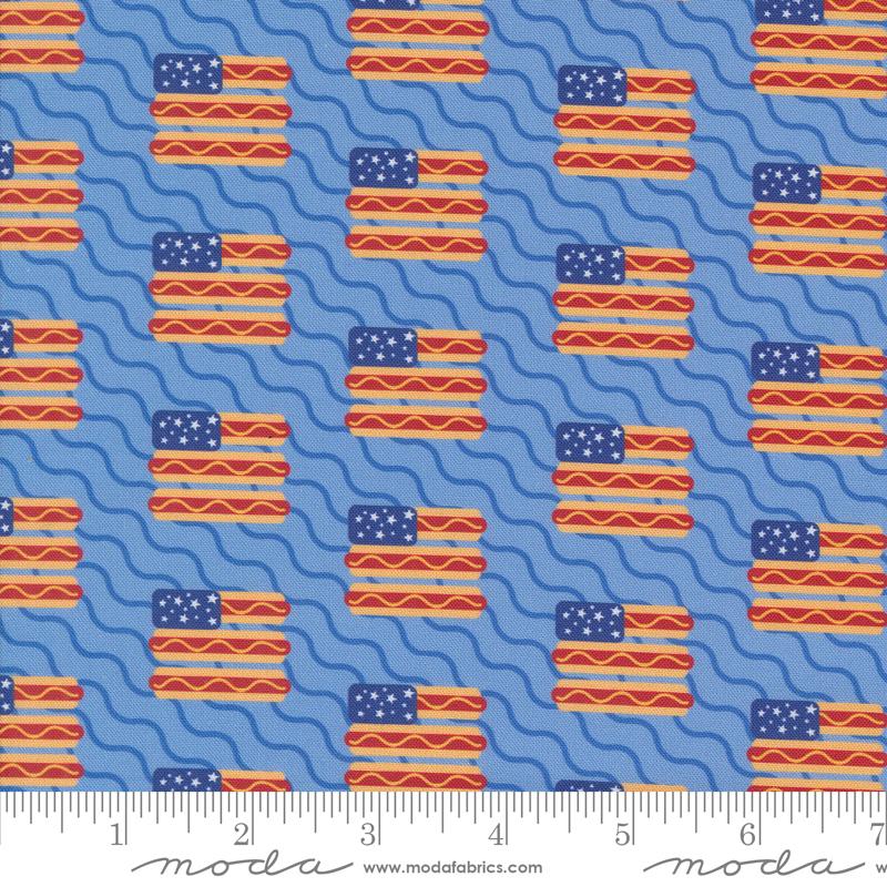 Play Ball Flag - Sky - Quilt Fabric