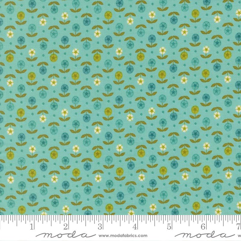 Happy Daze Flowers Aqua - Quilt Fabric