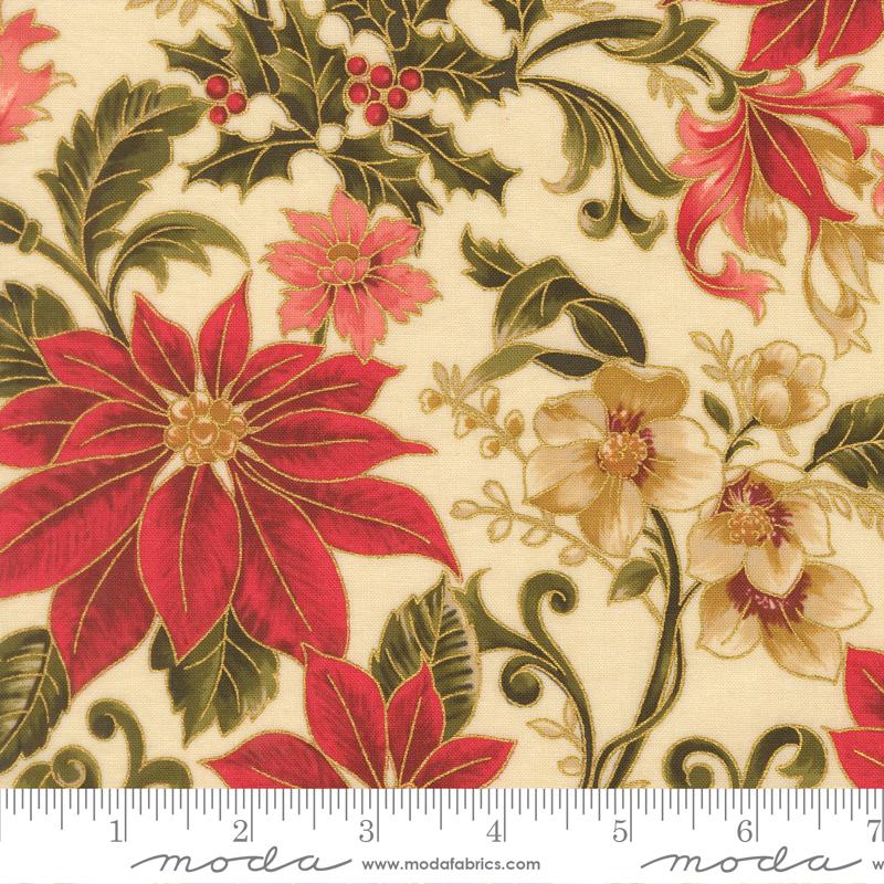 Merry Manor 2025 Poinsettia Cream - Quilt Fabric