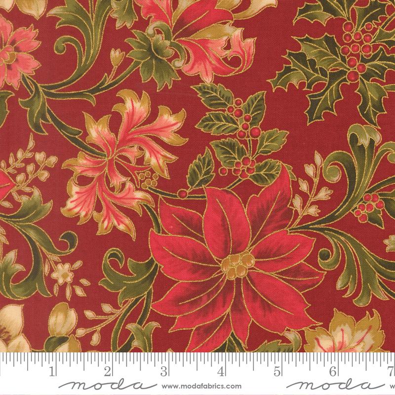 Merry Manor 2025 Poinsettia Crimson - Quilt Fabric