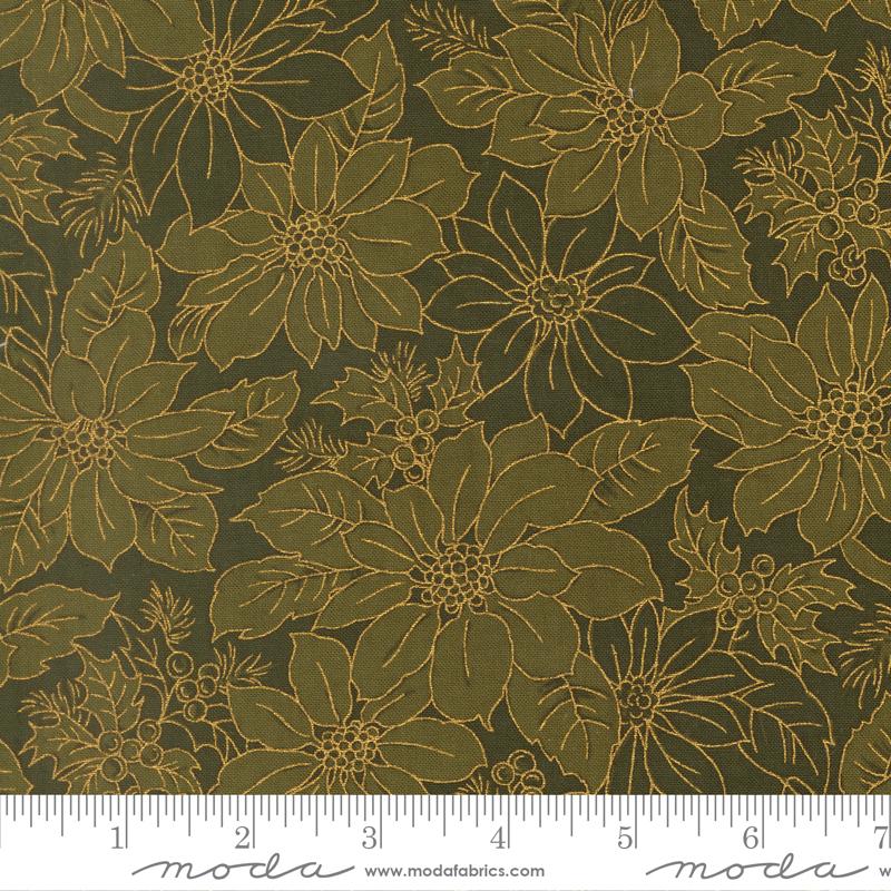 Merry Manor 2025 Flower Evergreen - Quilt Fabric