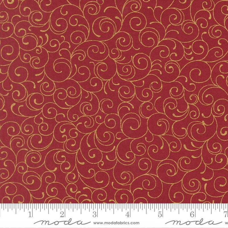 Merry Manor 2025 Swirl Crimson - Quilt Fabric