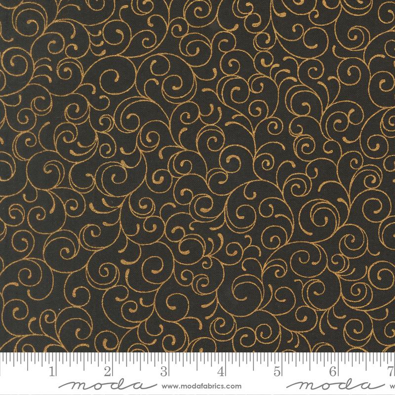 Merry Manor 2025 Swirl Ebony - Quilt Fabric