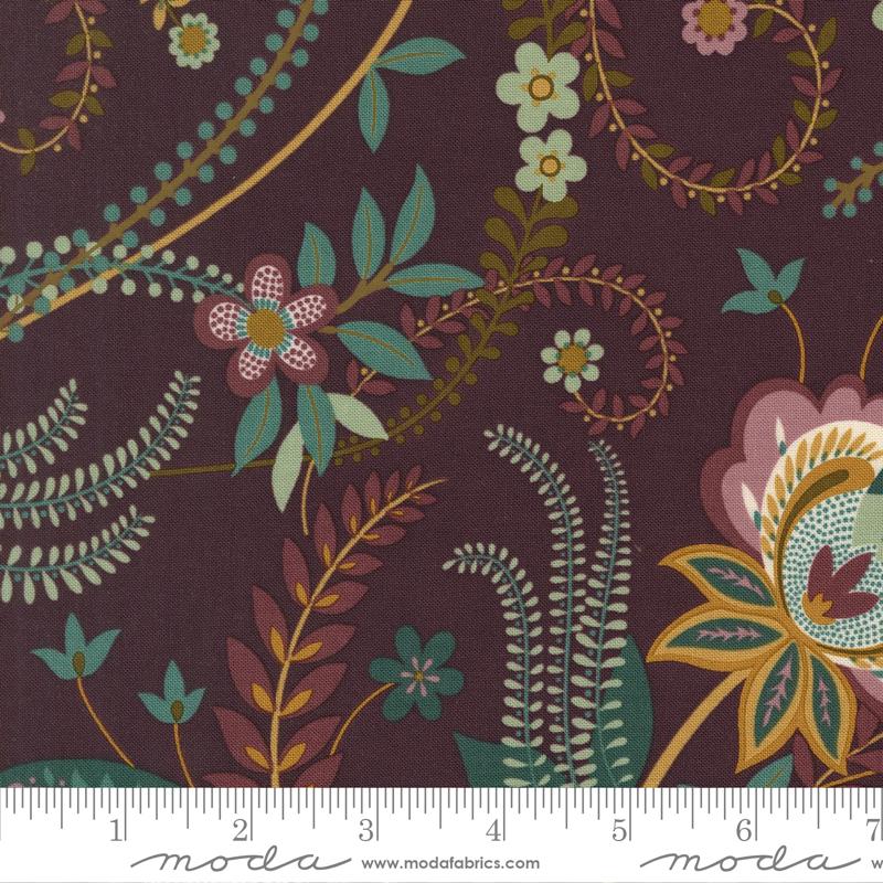 Ophelia Mulholland Aubergine - Quilt Fabric, zoomed in. Select this picture to zoom back out.