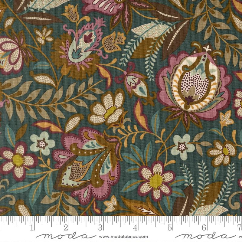 Ophelia Wilshire Peacock - Quilt Fabric, zoomed in. Select this picture to zoom back out.