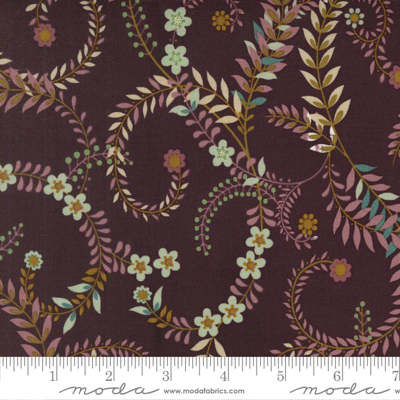 Ophelia Highland Aubergine - Quilt Fabric, zoomed in. Select this picture to zoom back out.