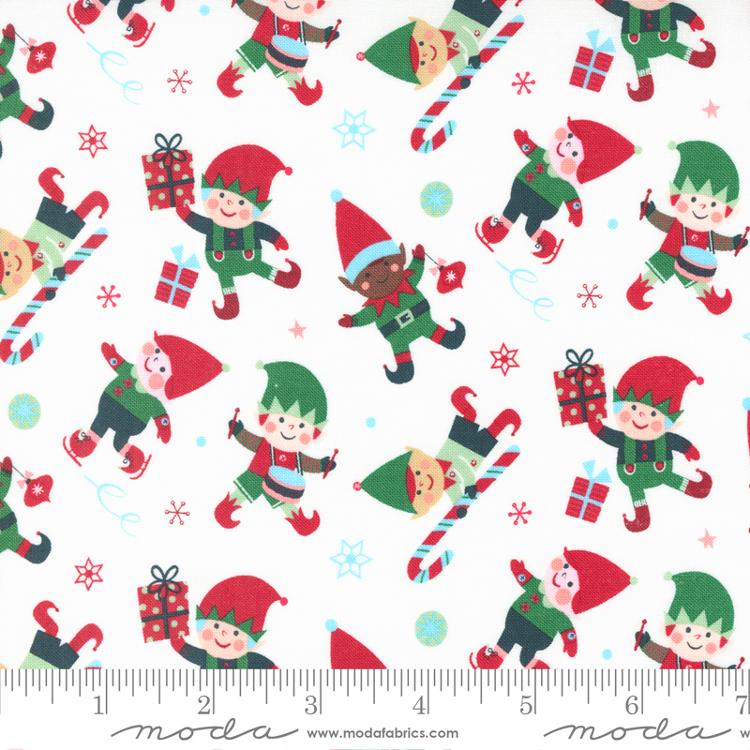 Hello Holidays Elves - Snow - Quilt Fabric