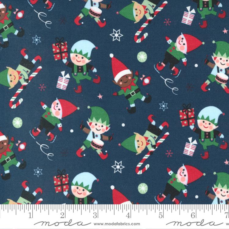 Hello Holidays Elves - Night Sky - Quilt Fabric