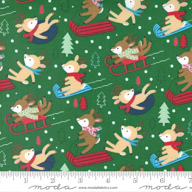 Hello Holidays Reindeer - Evergreen - Quilt Fabric