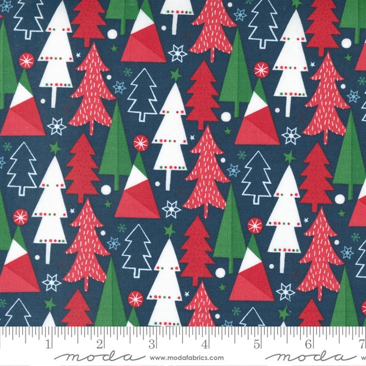Hello Holidays Trees - Night Sky - Quilt Fabric