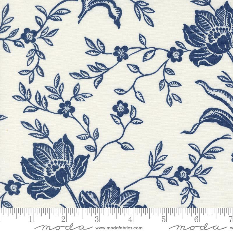 Denim Daisies Bloom - Ivory Midnight Jean - Quilt Fabric