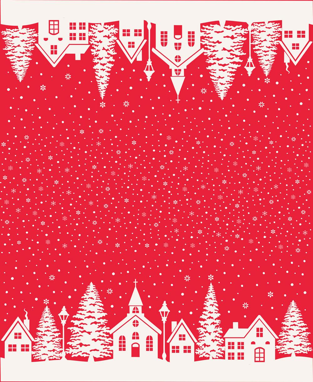 Buon Natale Double Border - Pomegranate - Quilt Fabric