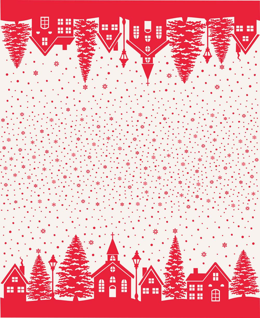 Buon Natale Double Border Snowflake Pomegranate Quilt Fabric