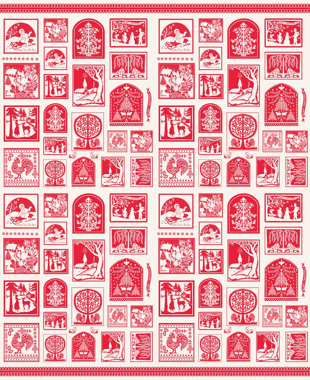 Buon Natale Snowflake Pomegranate - Panel