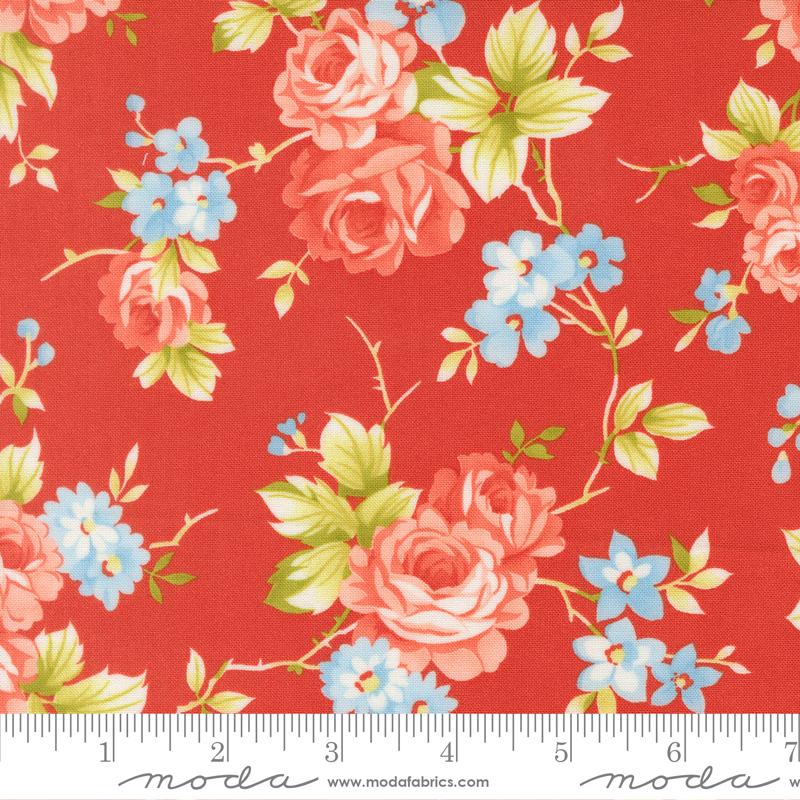 Rosie Flowers Strawberry - Quilt Fabric