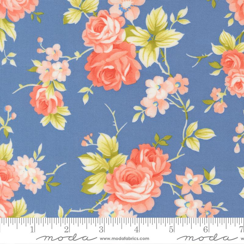 Rosie Flowers Blueberry - Quilt Fabric